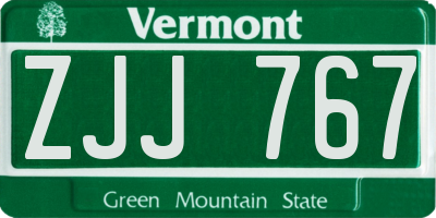 VT license plate ZJJ767