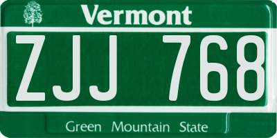 VT license plate ZJJ768
