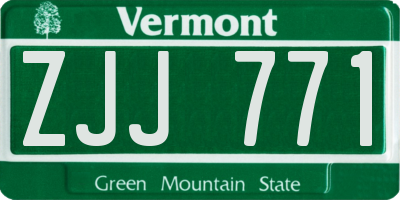 VT license plate ZJJ771