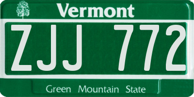 VT license plate ZJJ772