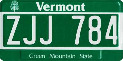VT license plate ZJJ784