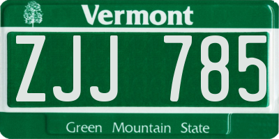 VT license plate ZJJ785