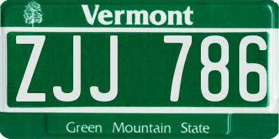 VT license plate ZJJ786