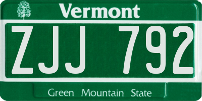 VT license plate ZJJ792
