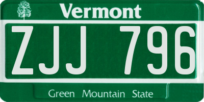 VT license plate ZJJ796