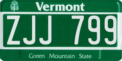 VT license plate ZJJ799