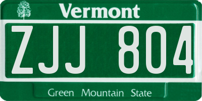 VT license plate ZJJ804