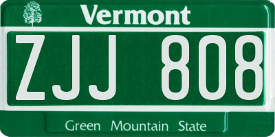 VT license plate ZJJ808