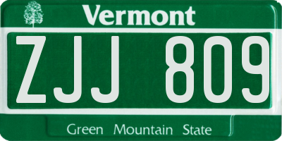 VT license plate ZJJ809