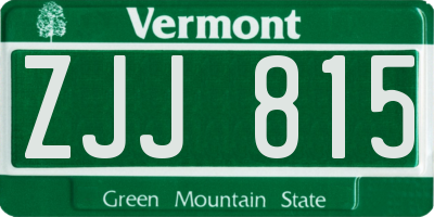 VT license plate ZJJ815