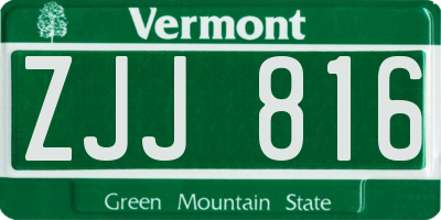 VT license plate ZJJ816