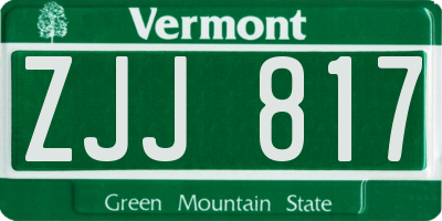 VT license plate ZJJ817