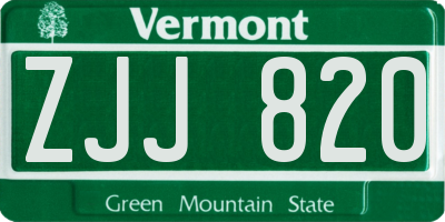 VT license plate ZJJ820