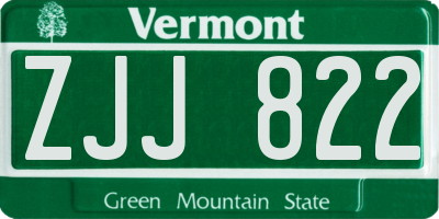 VT license plate ZJJ822