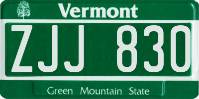 VT license plate ZJJ830