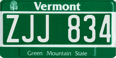 VT license plate ZJJ834