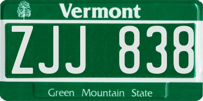 VT license plate ZJJ838