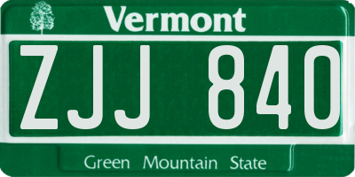 VT license plate ZJJ840