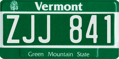 VT license plate ZJJ841
