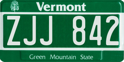 VT license plate ZJJ842