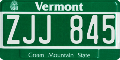 VT license plate ZJJ845