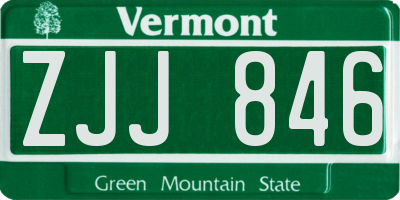 VT license plate ZJJ846
