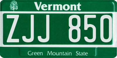 VT license plate ZJJ850