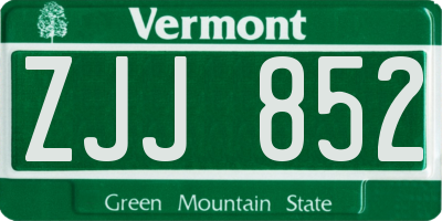 VT license plate ZJJ852