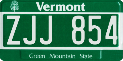 VT license plate ZJJ854