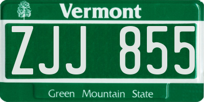 VT license plate ZJJ855