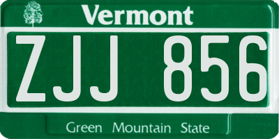 VT license plate ZJJ856
