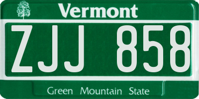 VT license plate ZJJ858
