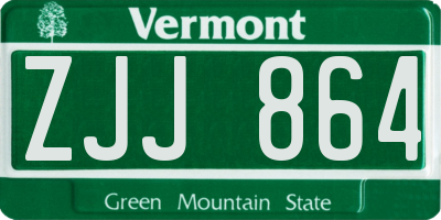 VT license plate ZJJ864