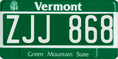 VT license plate ZJJ868