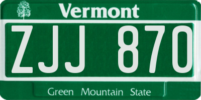 VT license plate ZJJ870