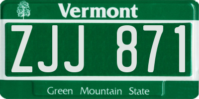 VT license plate ZJJ871