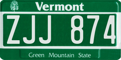 VT license plate ZJJ874