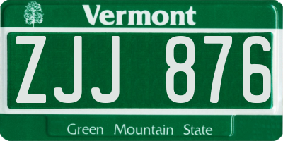 VT license plate ZJJ876