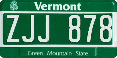 VT license plate ZJJ878