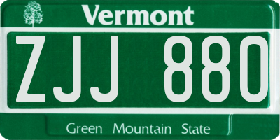 VT license plate ZJJ880
