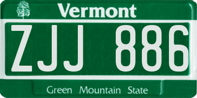 VT license plate ZJJ886