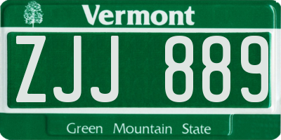 VT license plate ZJJ889