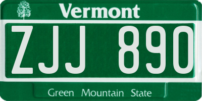 VT license plate ZJJ890