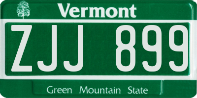 VT license plate ZJJ899