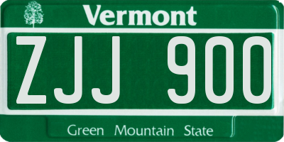 VT license plate ZJJ900