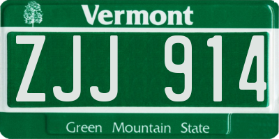 VT license plate ZJJ914