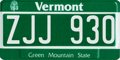 VT license plate ZJJ930