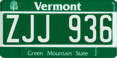 VT license plate ZJJ936