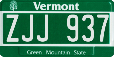 VT license plate ZJJ937