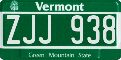 VT license plate ZJJ938